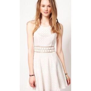 Free people lace crochet cream color dress